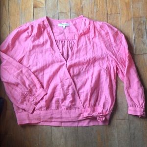 Madewell pink striped blouse